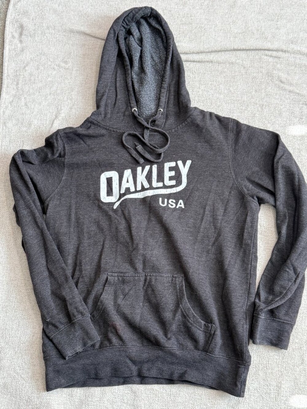 Oakley USA Womens Large Gray Graphic Hoodie Y2K Skater Streetwear Grunge 4420